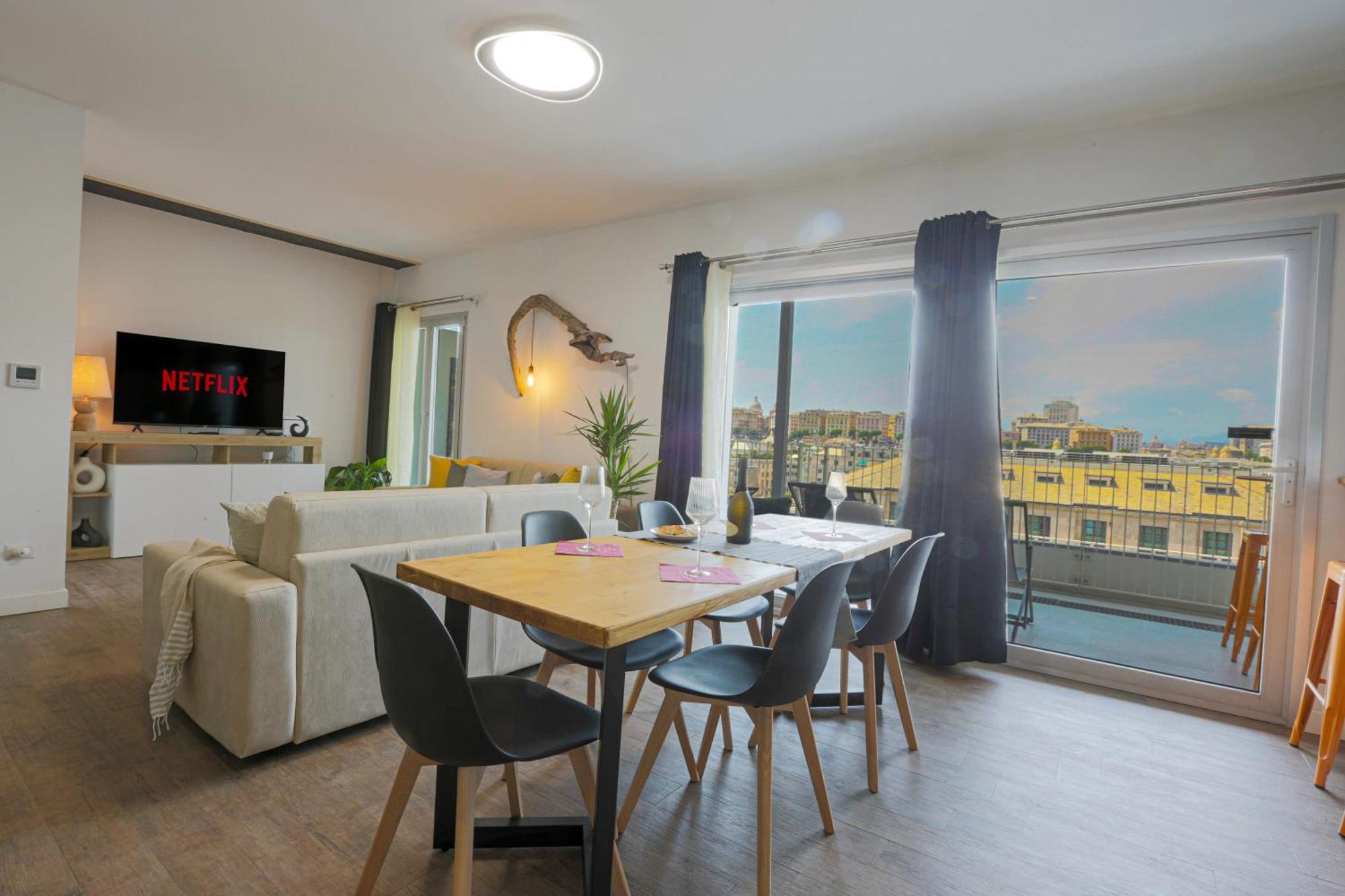 Appartamento Attico Luxury Con Parcheggio E Terrazza Vista Mozzafiato Genova Camera foto